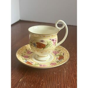 Royal Worcester Cabinet Flowers Cup Saucer 1992 Connoisseur Collection England